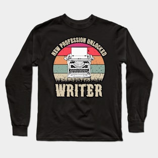 Vintage New Profession Unlocked Writer Funny Writing Books Gift Long Sleeve T-Shirt